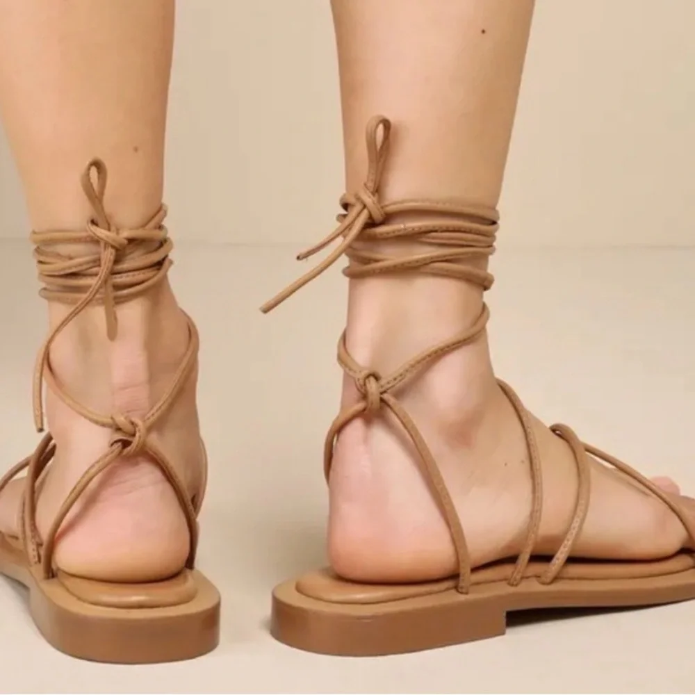 Seychelles Lilac Leather Tie Sandals - Picture 6 of 6